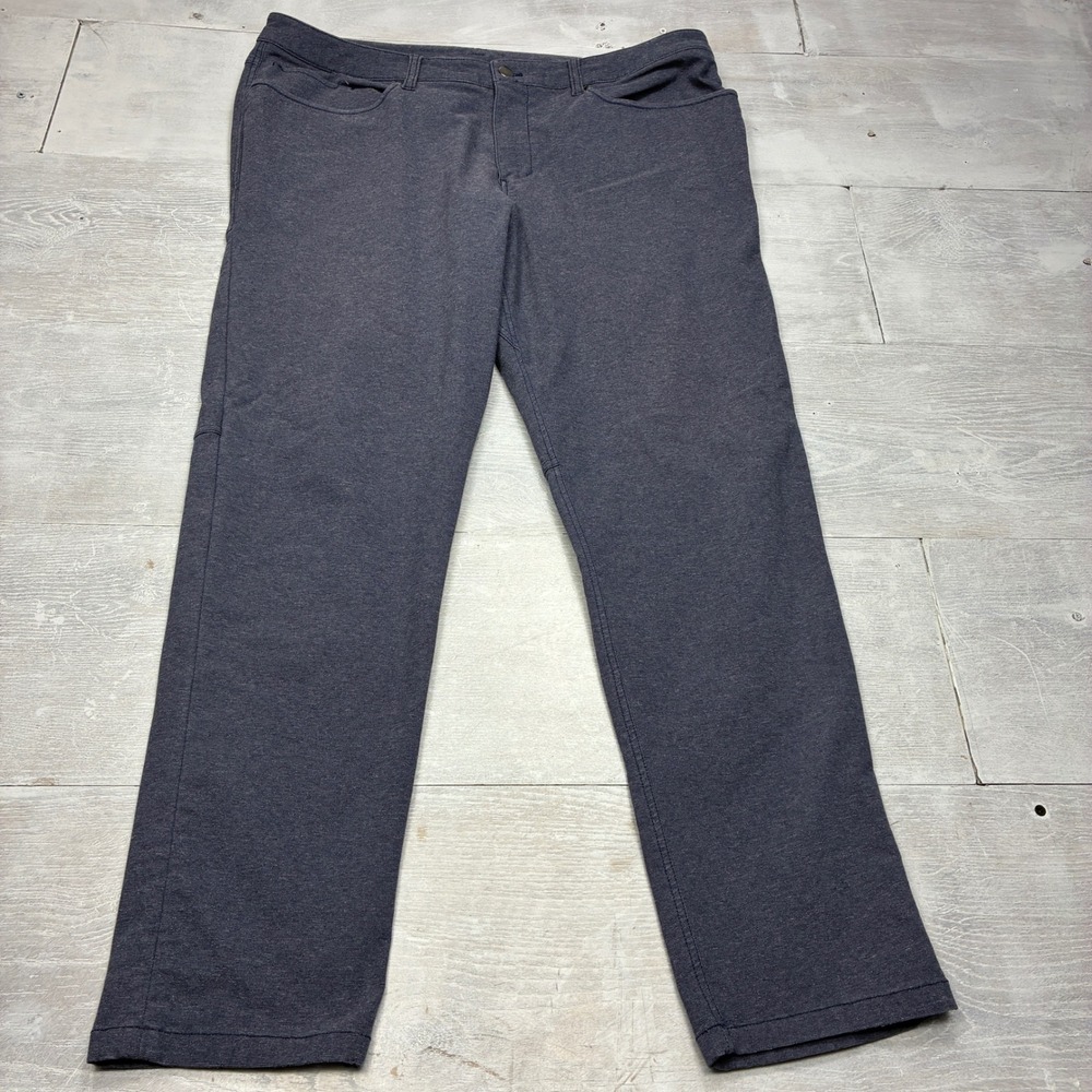 Lululemon ABC Pant Classic-Fit 38 Heathered Navy Warpstreme 5-Pocket Commuter